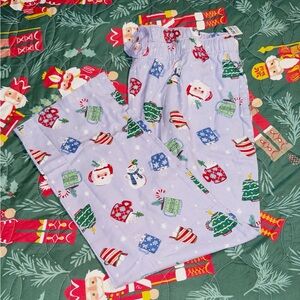 Old Navy Pajama Bottoms - Purple with Holiday Print XL NWT